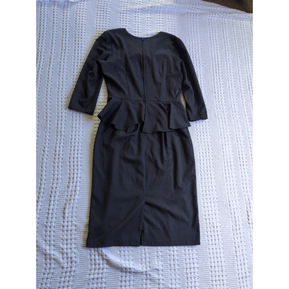 NWT Stop Staring Peplum Wiggle Midi Cocktail Party Dress Charcoal Black Size 16 - Picture 4 of 14